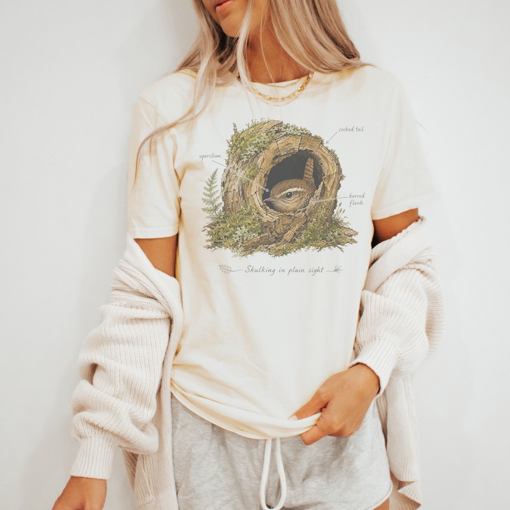 Skulking in Plain Sight Wren in Hollow Log Tee